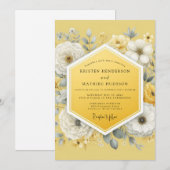 Invitation Mariage Caprice Floral Jaune (Devant / Derrière)