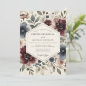 Invitation Mariage Caprice Floral Pourpre (Debout devant)