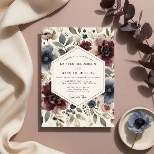 Invitation Mariage Caprice Floral Pourpre