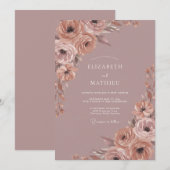 Invitation Mariage Caprice Floral Rose (Devant / Derrière)