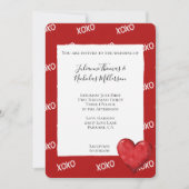 Invitation Mariage cardiaque Red XOXO (Devant)