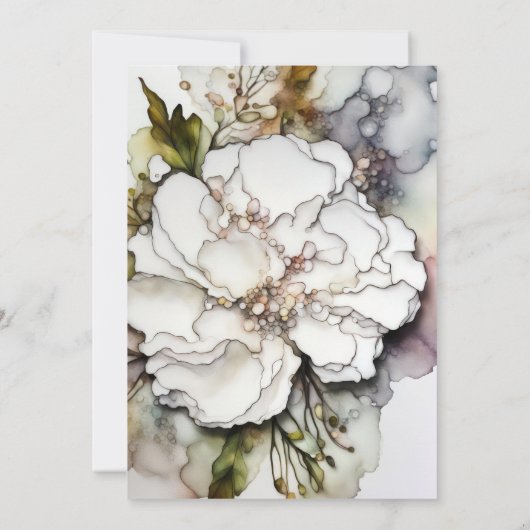 Invitation Mariage Carnation Encre d'alcool Abstraite (Dos)