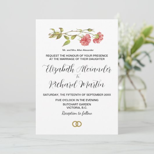 Invitation mariage carnation rose (Debout devant)