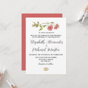 Invitation mariage carnation rose