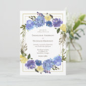 Invitation Mariage Carolina Classic Bleu Floral (Debout devant)