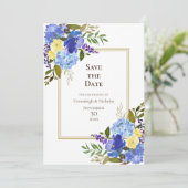 Invitation Mariage Carolina Classic Blue Enregistrer La Date (Debout devant)