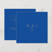 Invitation Mariage Carré bleu Cobalt moderne élégant et simpl (Devant / Derrière)