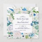 Invitation Mariage Carré classique Fleurs blanches (Devant)