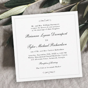 Invitation Mariage Carré classique simple Elegance