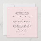 Invitation Mariage Carré classique simple Elegance Blush Pink (Devant)