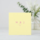 Invitation Mariage Carré contemporain rose et jaune (Debout devant)