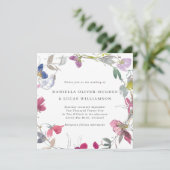 Invitation Mariage Carré de courge pourpre et rose (Debout devant)