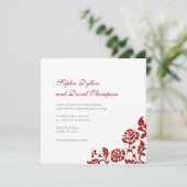 Invitation Mariage Carré de dentelle rouge de Crimson classiq (Debout devant)