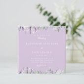 Invitation Mariage Carré de feuillage simplement lavande (Debout devant)