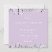 Invitation Mariage Carré de feuillage simplement lavande (Devant)