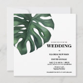 Invitation Mariage Carré de la feuille de palme tropicale Mon (Devant)
