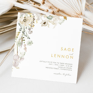 Invitation Mariage Carré du Fleur sauvage de prairie
