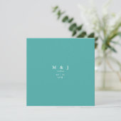 Invitation Mariage Carré élégant et simple moderne Turquoise (Debout devant)