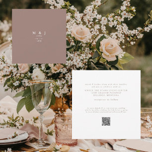 Invitation Mariage Carré en Terre Cuite Rose Moderne et Éléga