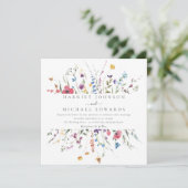 Invitation Mariage Carré Fleur sauvage moderne (Debout devant)
