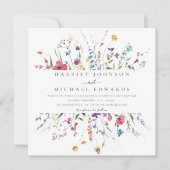 Invitation Mariage Carré Fleur sauvage moderne (Devant)