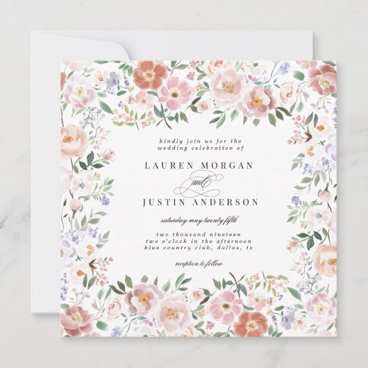 Invitation Mariage Carré floral Ditsy Blush Spring (Devant)