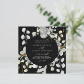 Invitation mariage carré floral or argent dramatique (Debout devant)