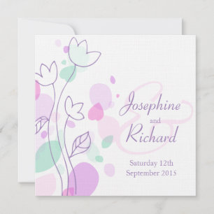 Invitation mariage carré inviter graphique pétales de fleurs 