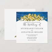 Invitation Mariage Carré Italia Blue Watercolor Lemon (Devant / Derrière)