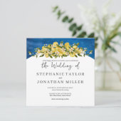 Invitation Mariage Carré Italia Blue Watercolor Lemon (Debout devant)