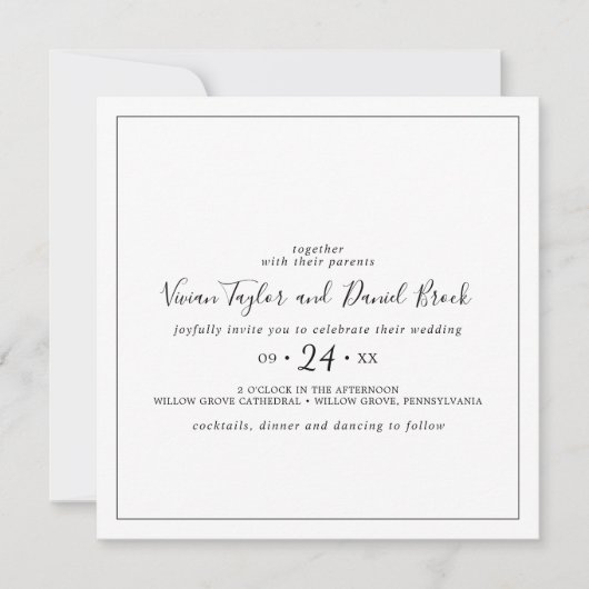 Invitation Mariage Carré minimaliste (Devant)