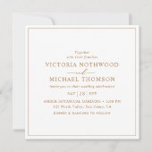 Invitation Mariage Carré minimum Gold Script (Devant)