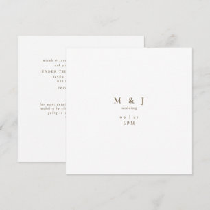 Invitation Mariage Carré Moderne Élégant et Simple Blanc & Or