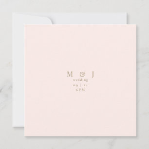 Invitation Mariage Carré Moderne Élégant & Simple Rose Pâle