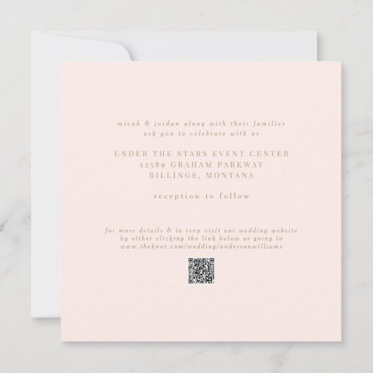 Invitation Mariage Carré moderne et élégant et simple (Dos)