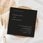 Invitation Mariage Carré moderne minimaliste noir<br><div class="desc">Black Minimaliste moderne Faire-part de mariage Carré</div>