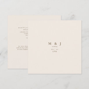 Invitation Mariage Carré Moderne Simple et Élégant Crème