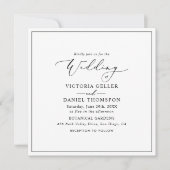 Invitation Mariage Carré noir minimaliste (Devant)