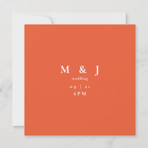 Invitation Mariage Carré Orange Moderne Élégant & Simple