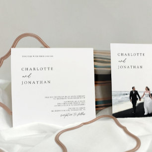 Invitation Mariage Carré Photo Moderne Simple Élégant