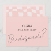 Invitation Mariage Carré rose (Devant / Derrière)