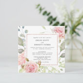 Invitation Mariage Carré rose rose Rose or (Debout devant)