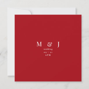 Invitation Mariage Carré Rouge Simple et Élégant Moderne Hive