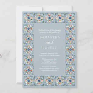 Invitation Mariage Carreau Bleu Hollandais