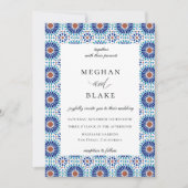 Invitation Mariage Carreau Géométrique Espagnol Chic Rustique (Devant)