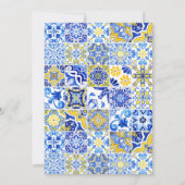 Invitation Mariage Carreau Rustique Bleu Jaune Blanc (Dos)