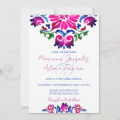 Invitation Mariage carreaux de talavera mexicain bleu rose (Devant)