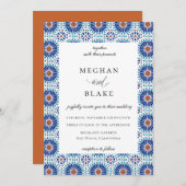 Invitation Mariage Carreaux Espagnols Géométriques Chic Rusti (Devant / Derrière)