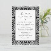 Invitation Mariage Carrelage Gothique Noir Et Blanc Luxueux (Debout devant)