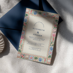 Invitation Mariage Carrelage Tropical Pastel